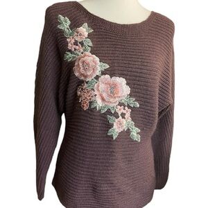 Beautiful Floral Appliqué Sweater